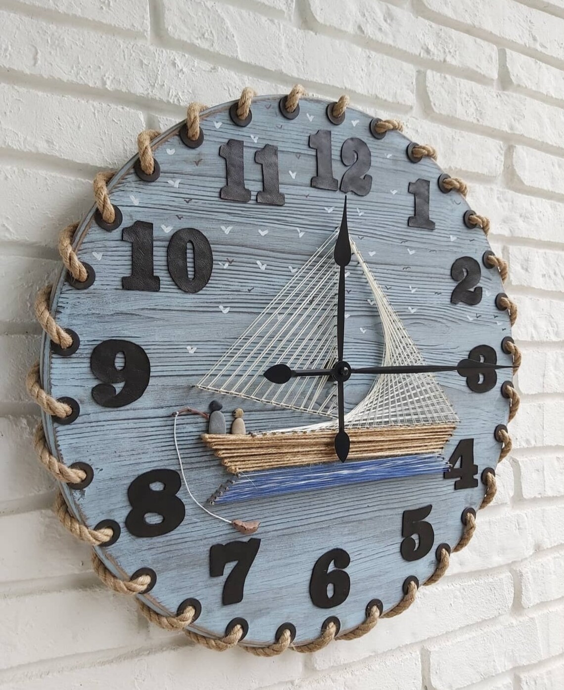 Wooden Rope Clock Nautical Gift Clock Rope Wall Clock Etsy