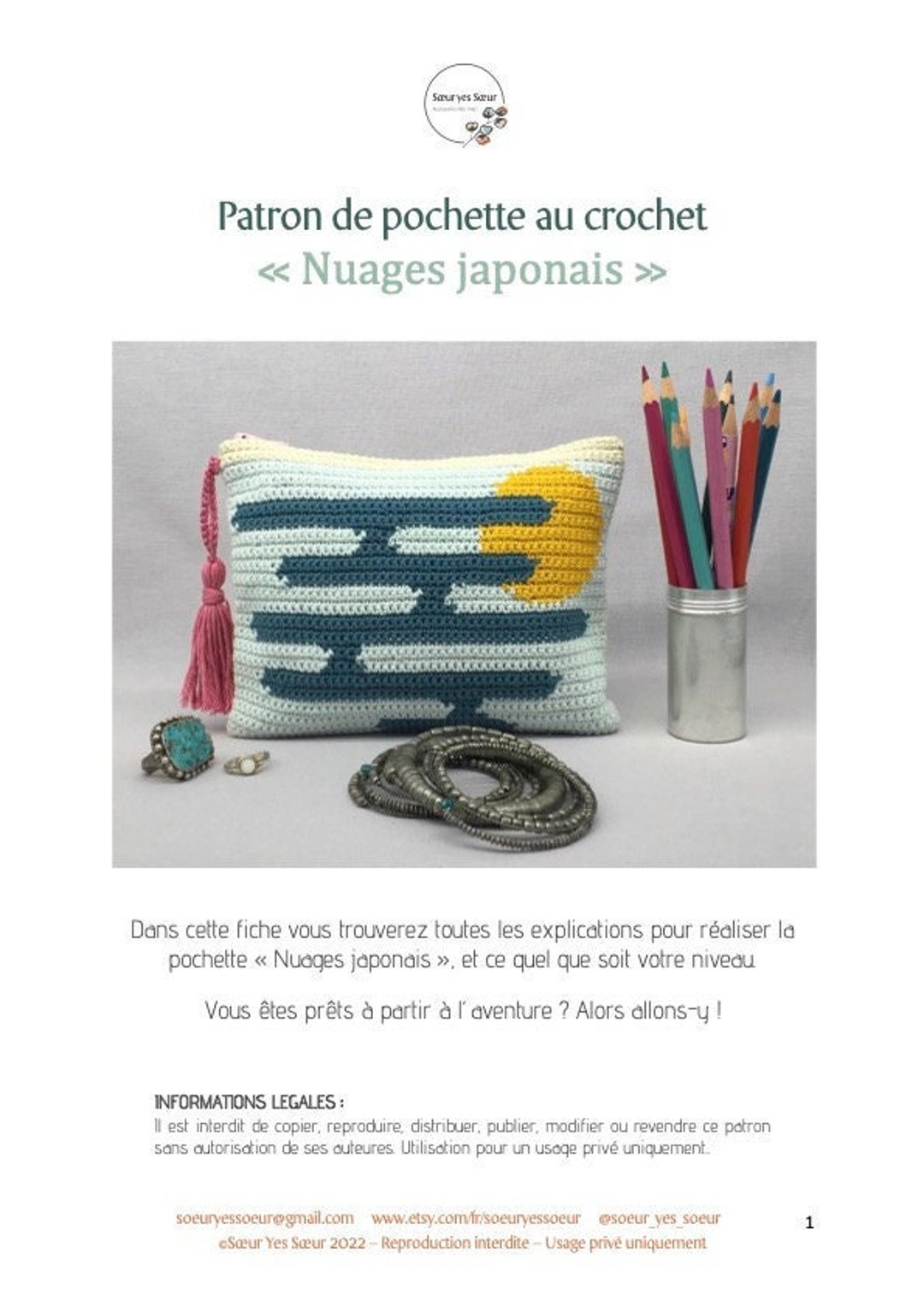 PDF Crochet Pouch Pattern Français/english/español, PDF Pouch Crochet