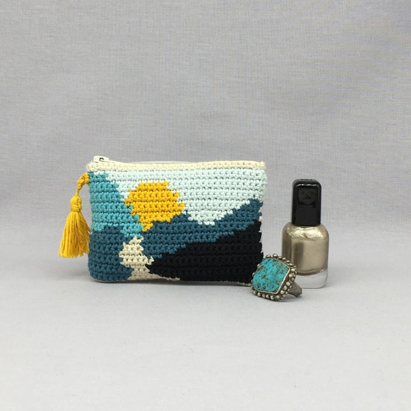 Porte-monnaie au crochet, porte monnaie plat, crochet coin purse, cartera de ganchillo