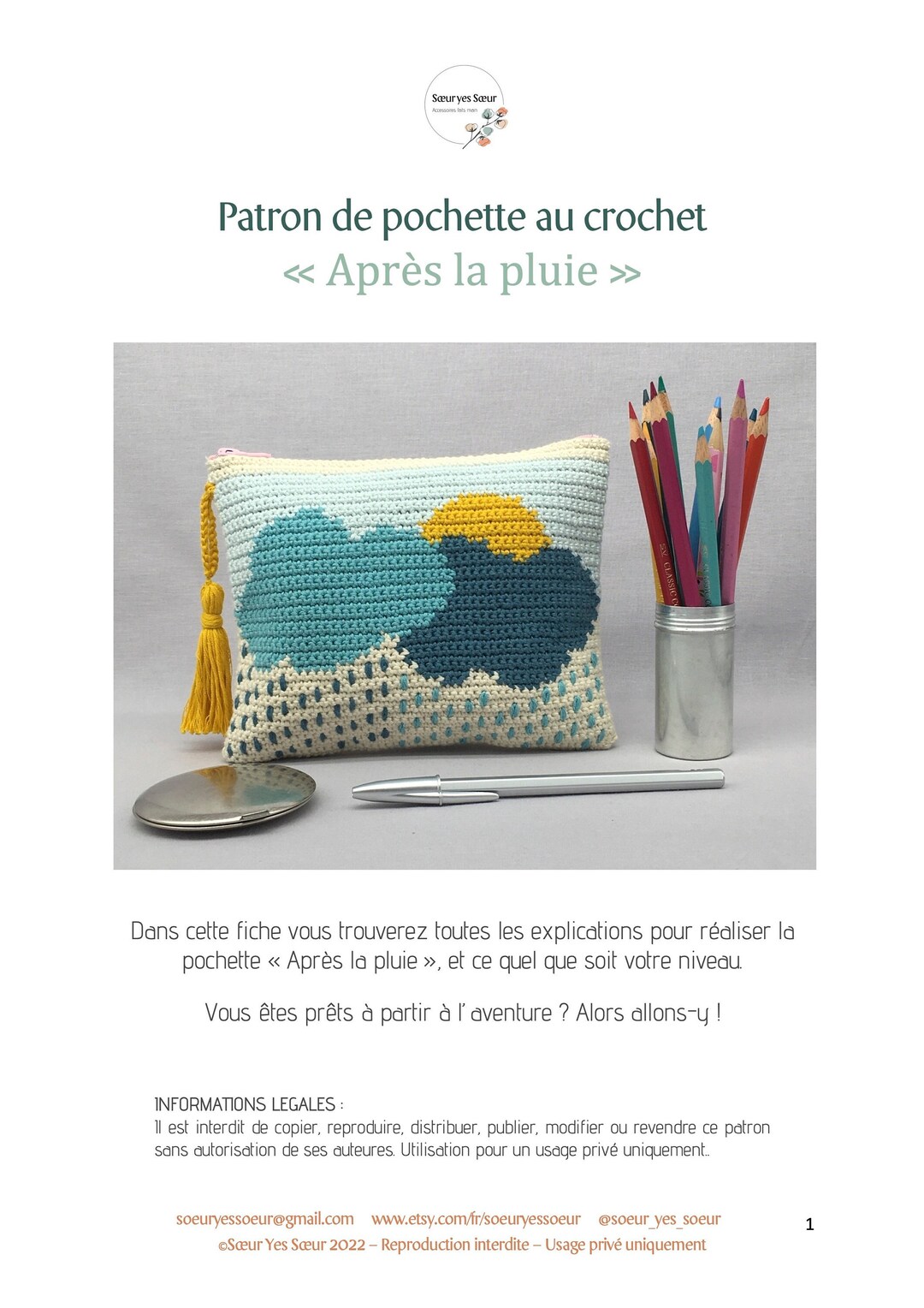 PDF Crochet Pouch Pattern Français/english/español, PDF Pouch Crochet