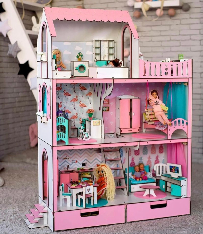 LUXURY dollhouse for a doll pink house Etsy