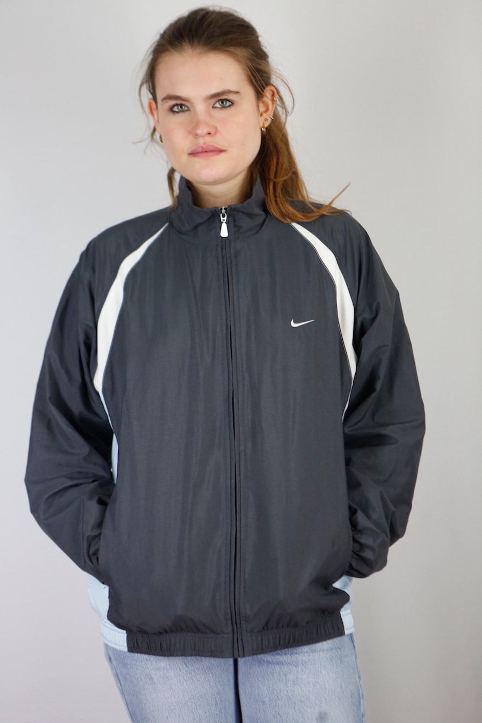 nike track jacket with taped side stripe