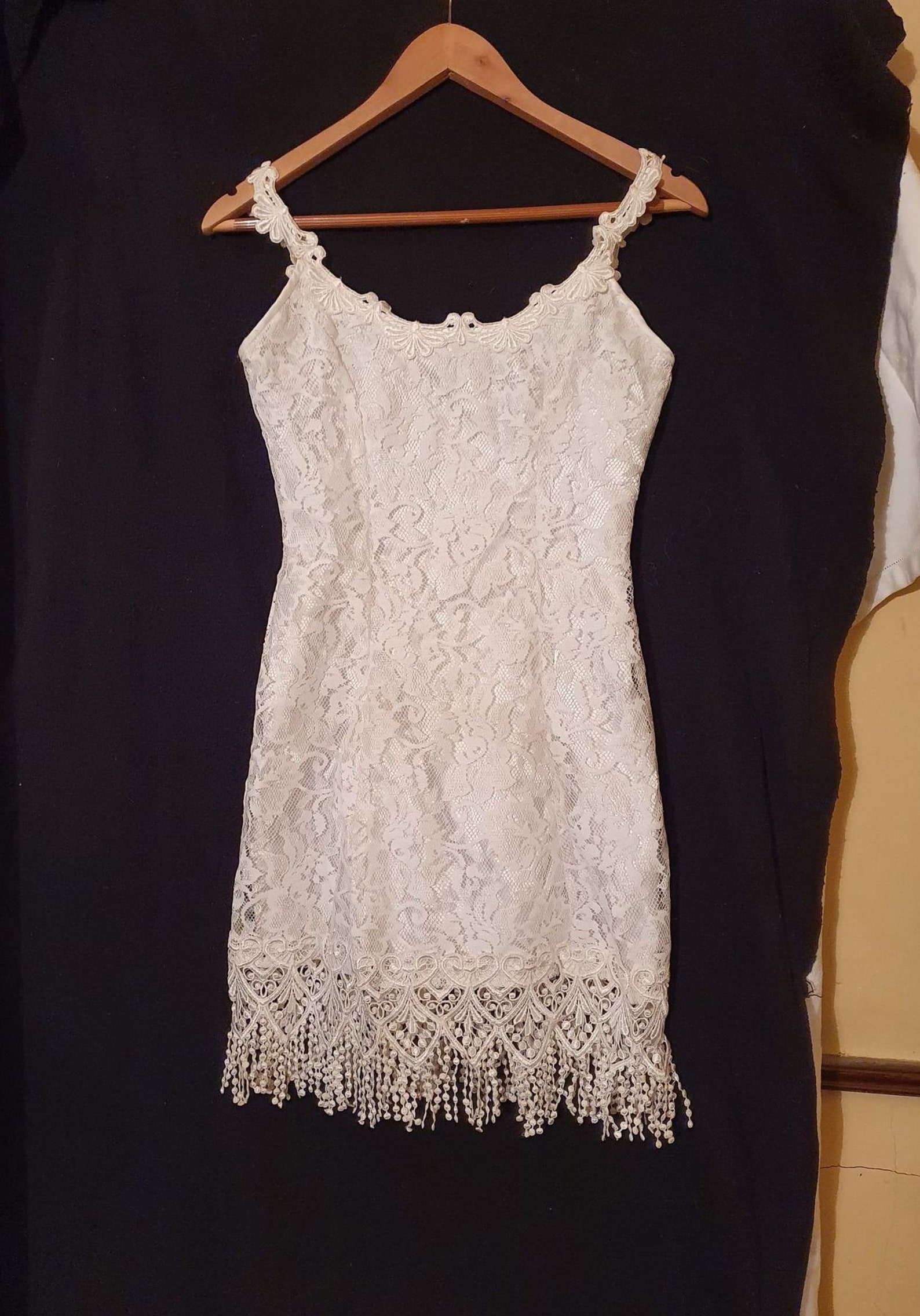 Vintage White Lace Mid Thigh Dress with contrasting lace trim | Etsy