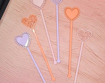 Valentine's Day Drink Stirrers, personalized drink stirrers, Galentine's Day, Party Cocktail Sticks, Valentine's Party, Set of 6