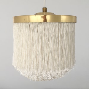 Original Hans Agne Jakobsson brass and fringe lamp! Markaryd. Scandinavian mid-century modern. Swedish 60&#39;s, 70&#39;s