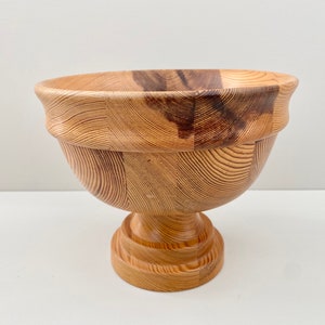 Swedish turned pine wood bowl from the 70s. Scandinavian mid century modern decor. image 4
