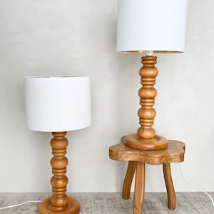 A Large pair of Swedish pine table lamp bases from the 70s. Scandinavian mid century modern. image 10