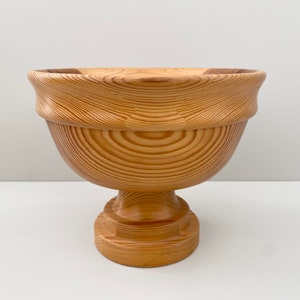 Swedish turned pine wood bowl from the 70s. Scandinavian mid century modern decor. image 6