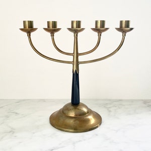 1930s - 40s brass and wood candelabra. Handmade in Sweden. Scandinavian, Swedish modern.