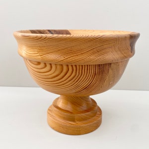 Swedish turned pine wood bowl from the 70s. Scandinavian mid century modern decor. image 5