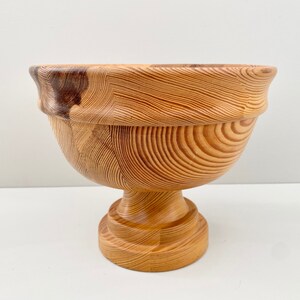 Swedish turned pine wood bowl from the 70s. Scandinavian mid century modern decor. image 2