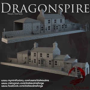 Dragonspire - Train Station Dark Realms 28mm Sci-fi Cyberpunk Tabletop Terrain RPG Mecha Cyber Fantasy Role Pathfinder