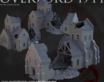 Overlord 1944 Village Church Ruins | Dark Realms | 28mm | Dungeons and Dragons | Tabletop | DnD | Terrain | RPG | Miniatures | Pathfinder