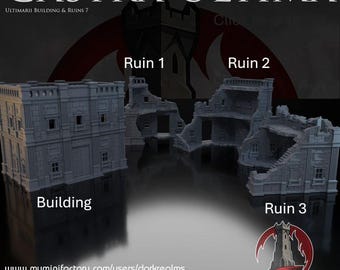 Castra Ultima Ultimarii Building Ruins 7 | Dark Realms | 28mm | Sci-fi | Cyberpunk | Tabletop Terrain | RPG | Mecha | Fantasy | Role | D&D