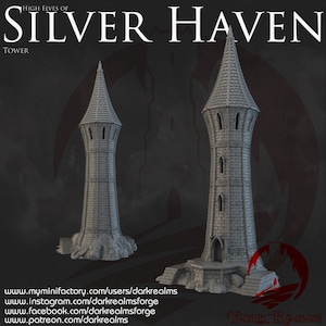 Hochelfen Silber Hafen Turm | Dunkle Reiche | 28mm | Dungeons and Dragons | Tischplatte | D&D | Gelände | D&D | Rollenspiel | Miniaturen | Pfadfinder