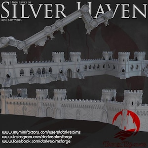 Silver Haven City Walls | Dark Realms | 28mm | Dungeons and Dragons | Tabletop | DnD | Terrain | RPG | Miniatures | Pathfinder