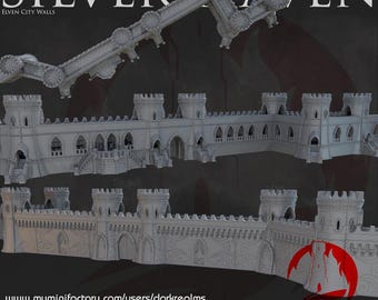 Silver Haven City Walls | Dark Realms | 28mm | Dungeons and Dragons | Tabletop | DnD | Terrain | RPG | Miniatures | Pathfinder