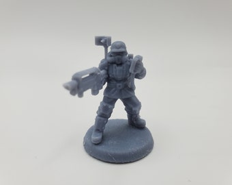 Comms Trooper Kalendon Fortis | Print Minis | 28mm | Sci-fi | Cyberpunk | Tabletop Terrain | RPG | Mecha | Cyber | Fantasy | Role | Sci Fi