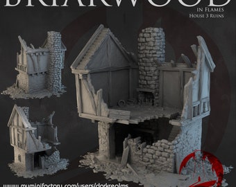 Briarwood House Ruins 3 Building Dark Realms 28mm Sci-fi Cyberpunk Tabletop Terrain RPG Mecha Cyber Fantasy Role Pathfinder