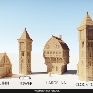 Clock Tower Inn | Steinhafen | Code2 | 28mm | Wonder Worlds | Dungeons and Dragons | Tabletop | DnD | D&D | RPG | Scatter Terrain | 40k