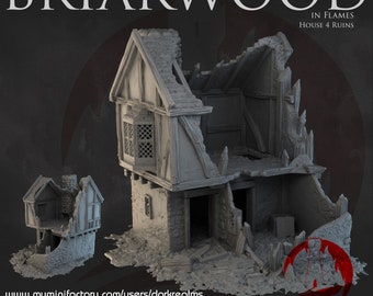 Briarwood House Ruins 4 Building Dark Realms 28mm Sci-fi Cyberpunk Tabletop Terrain RPG Mecha Cyber Fantasy Role Pathfinder