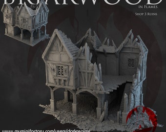 Briarwood Shop House Ruins 3 Building Dark Realms 28mm Sci-fi Cyberpunk Tabletop Terrain RPG Mecha Cyber Fantasy Role Pathfinder