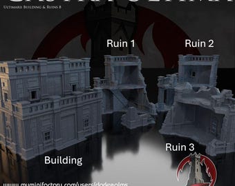 Castra Ultima Ultimarii Building Ruins 8 | Dark Realms | 28mm | Sci-fi | Cyberpunk | Tabletop Terrain | RPG | Mecha | Fantasy | Role | D&D