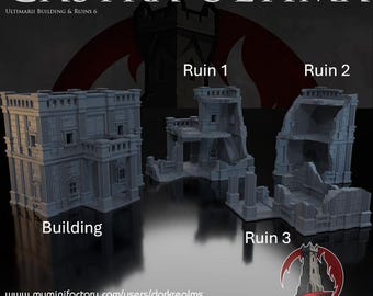 Castra Ultima Ultimarii Building Ruins 6 | Dark Realms | 28mm | Sci-fi | Cyberpunk | Tabletop Terrain | RPG | Mecha | Fantasy | Role | D&D