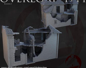 Overlord 1944 Building 3 Ruins | Dark Realms | 28mm | Dungeons and Dragons | Tabletop | DnD | Terrain | RPG | Miniatures | Pathfinder