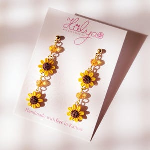 Polymer Clay Sunflower Earrings: Fall jewelry
