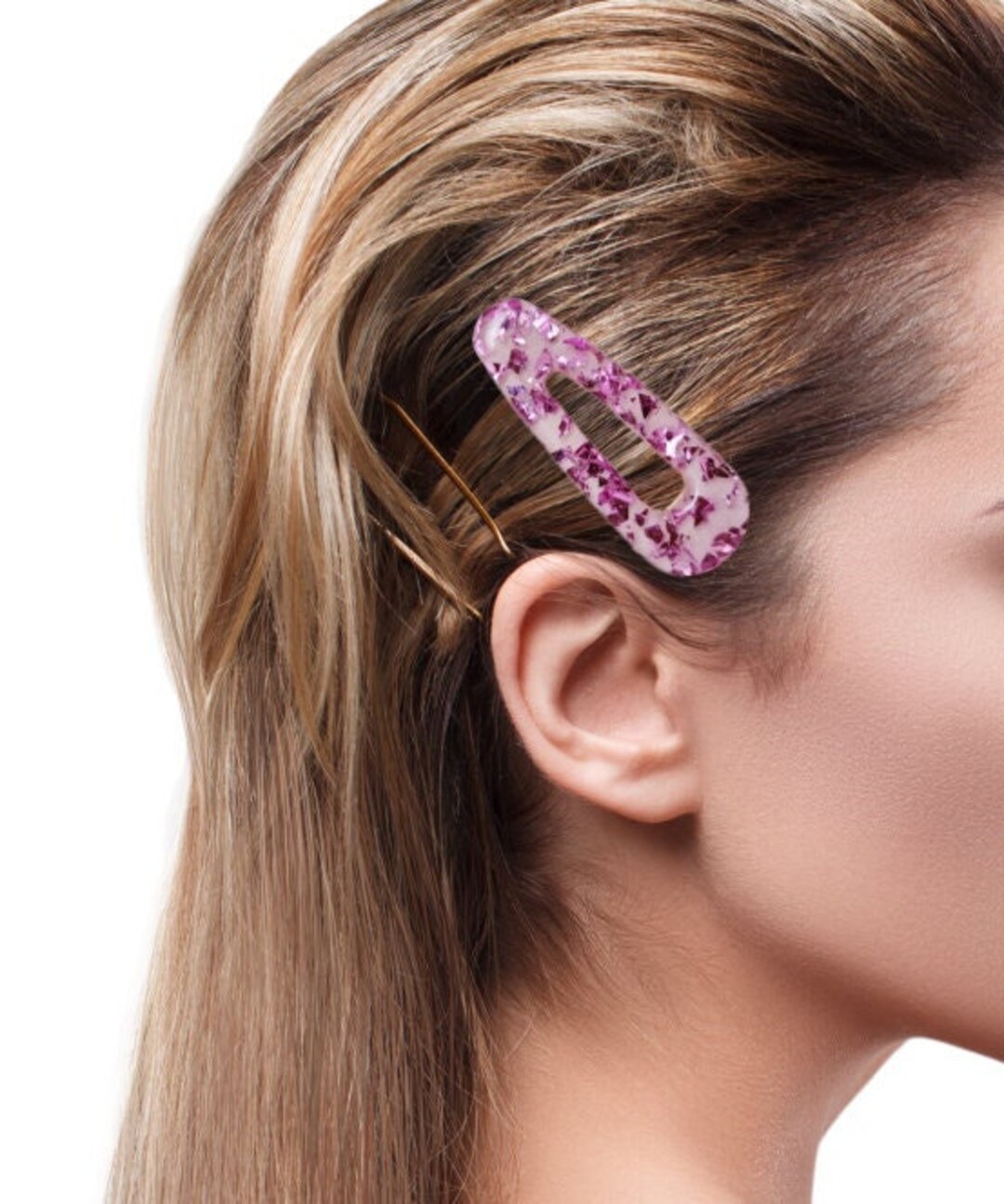 White and Purple Hair Clip Side Hair Clip Alligator Hair Etsy