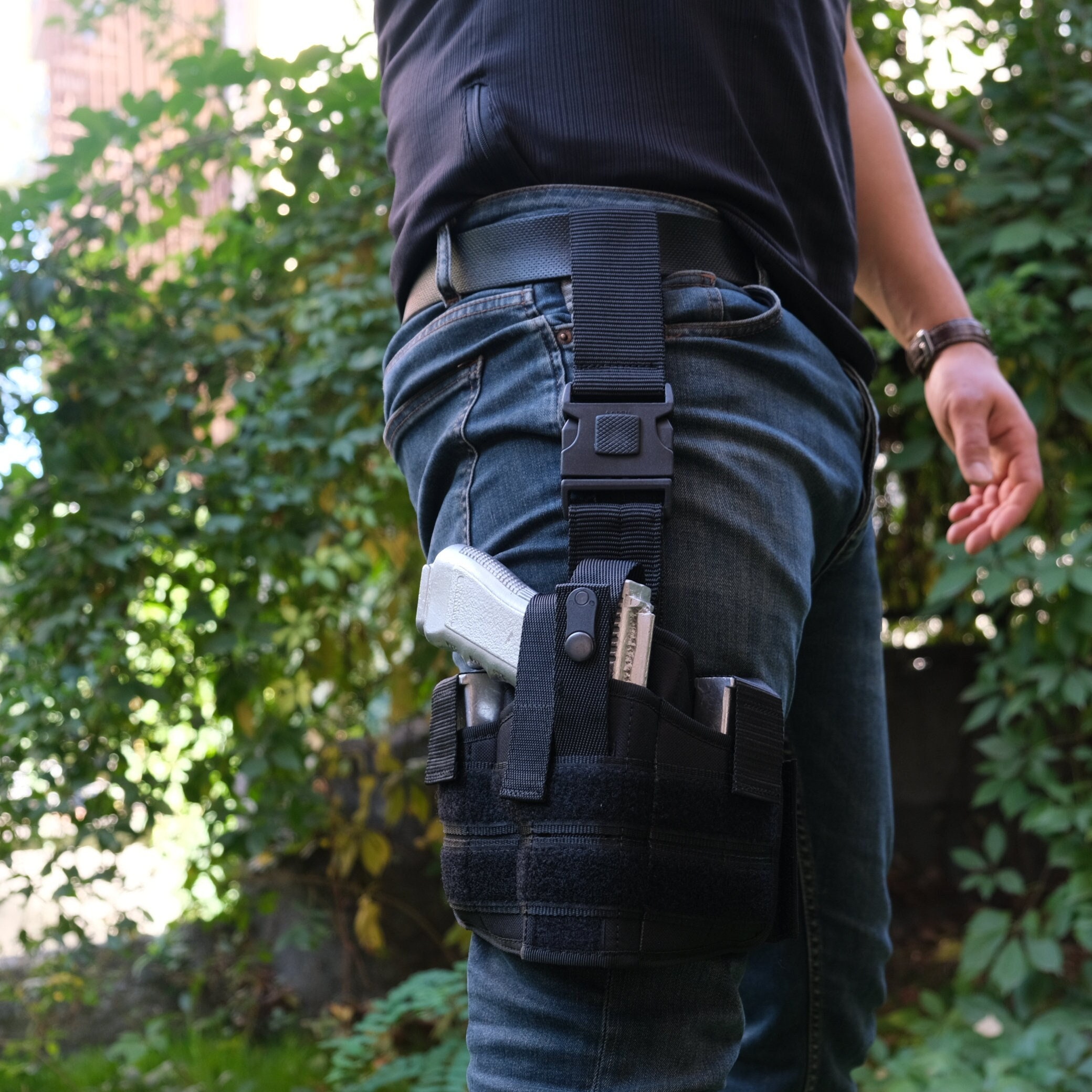Drop Leg Holster Fully Adjustable Holster Double Magazine Etsy