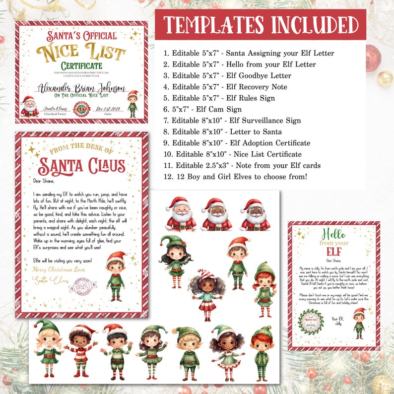 Editable Elf Letter Bundle, Elf Hello Letter, Elf Goodbye Letter, Elf ...
