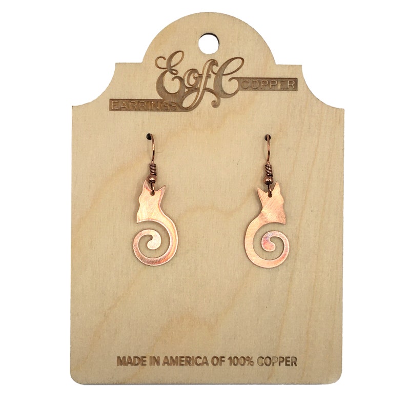 Laser Cut Copper Earrings CAT SWIRL