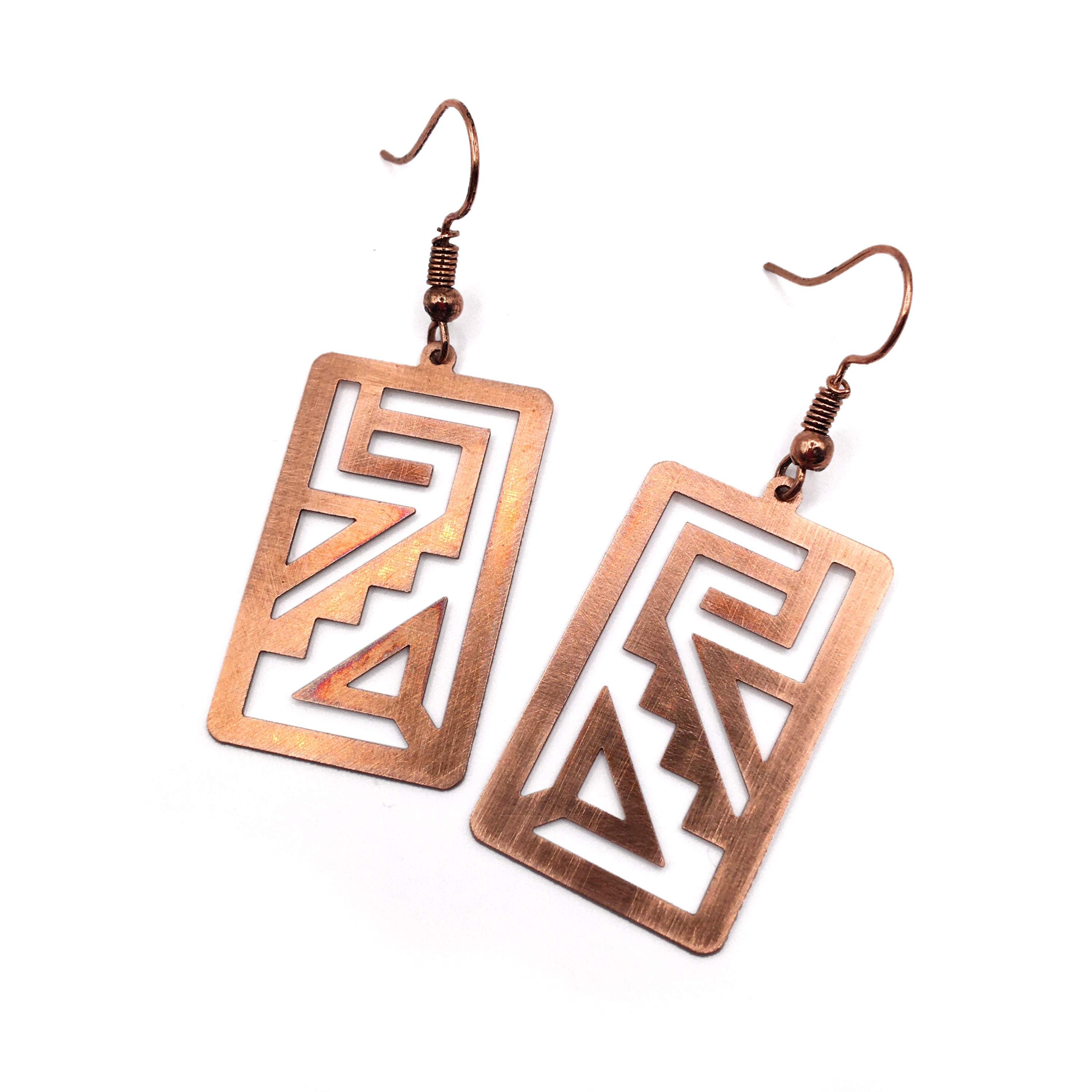 SOUTHWEST GEOMETRIC Laser Cut Copper Earrings Etsy