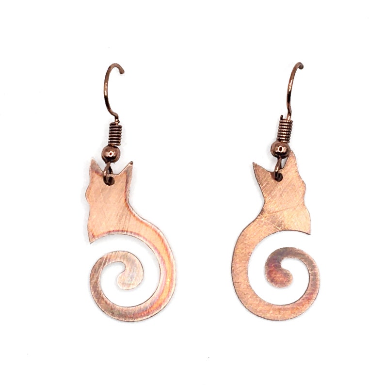 Laser Cut Copper Earrings CAT SWIRL