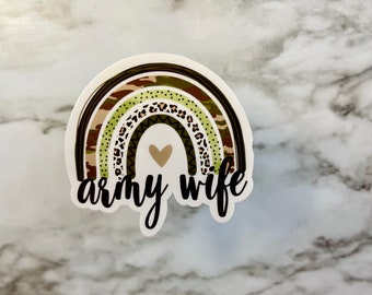 Army Wife, Sticker, Military Gift, Magnet, Decal, Women's, Wife, Love My Soldier, Rainbow, Leopard, Veteran, Proud Wife, Military Wife