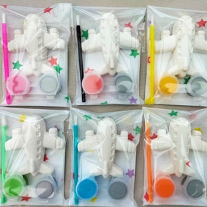 airplane party bag fillers, party favours, paint your own airplane, kids painting kits, themed party, kids gifts, party activities