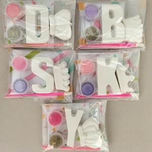 Paint your own initial and crown/ tiara party bags, party favours, party fun, party activities, princess party,