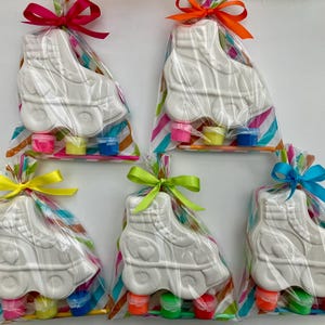 Roller skate party bags, paint your own roller skate, party bags, party favours, roller derby party, kids party bags, party activity.