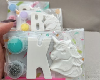 Handmade Unicorn Initial Party Favor, Painting Kit