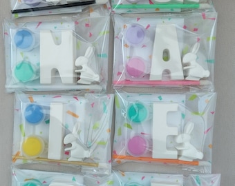 Bunny and initial paint your own party bag, class gifts, Easter gifts, Easter hunt goody bag, fun Easter activity, personalised Easter gifts