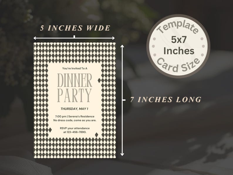 Diamond Art Dinner Party Invitation Template, Canva Editable (digital ...
