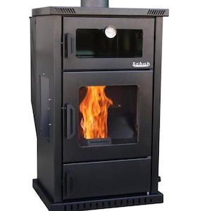 Sabah PLT02 Oven Pellet Stove: Enamel-Coated Cooker Fireplace