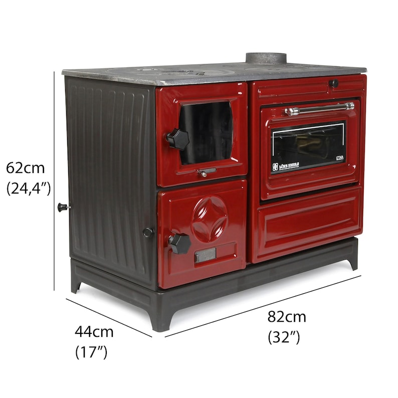 Wood Burning Stove, Cooker Stove, Enameled Cast Iron Stove With Oven