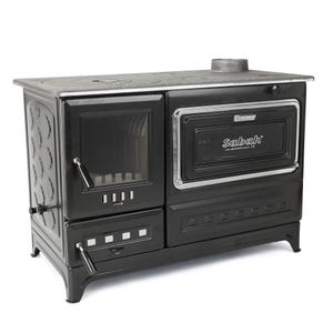 Wood Stove with Extra Large Fire Chamber and Door, Enameled Cast Iron Wood Burning Stove, Oven Stove, Cooker Stove, Turkish Wood Stove