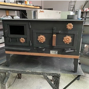 Wood & Coal Burning Cooker Stove: Handmade Iron Camping Oven