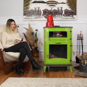 Enamel Coated 100 Percent Cast Iron Wood Burning Stove, Cooker Stove, Stove With Oven, Coal Stove