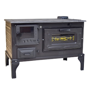 Enamelled Cast Iron Wood Burning Stove, Oven Stove, Cook Stove, Wood and Coal Stove, Stove with false legs