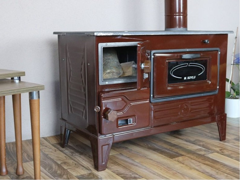 Wood and Coalburning Stove With Enamelcoated Castiron Oven Etsy